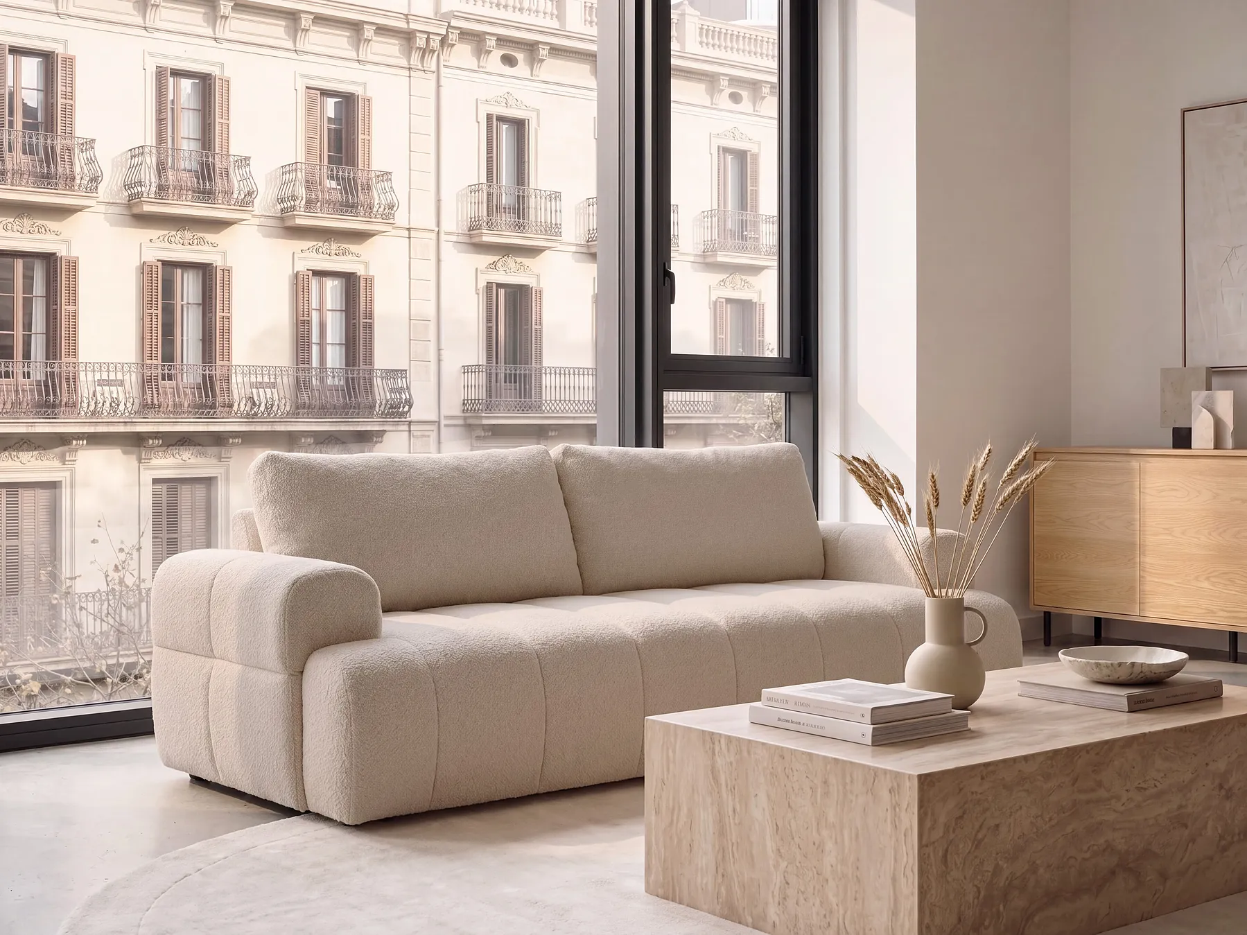 Sofa 3-seter NARILLA Bouclé Beige_1156515