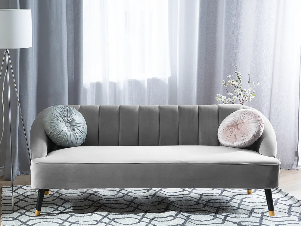 Sofa 3 Seater ALSVAG Velvet Light Grey