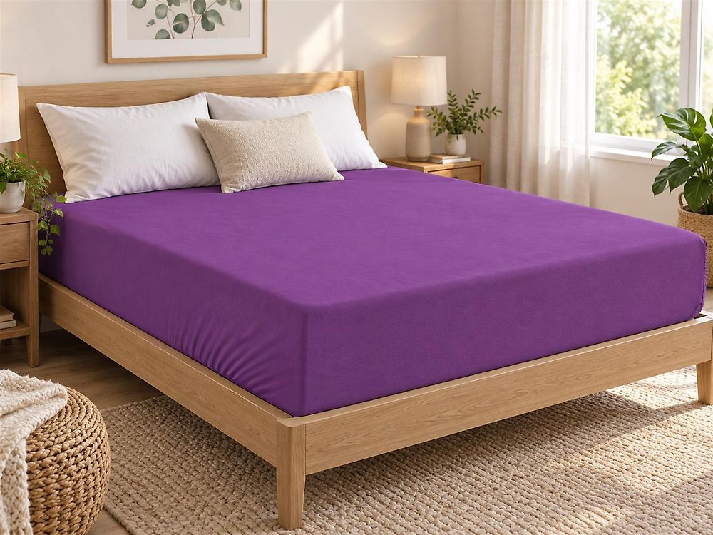 Fitted Sheet JANBU 200 x 200 cm Cotton Purple