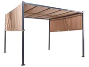 Gazebo LED PARGA 310 cm 310 cm Metal Brown_900877