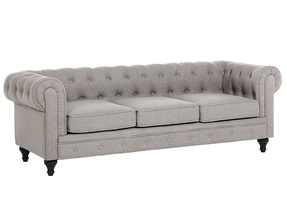Sohvaryhmä 4-istuttava CHESTERFIELD Kangas Vaaleanharmaa_797135