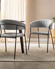 Set of 2 Dining Chairs MARIPOSA Boucle Grey_884689