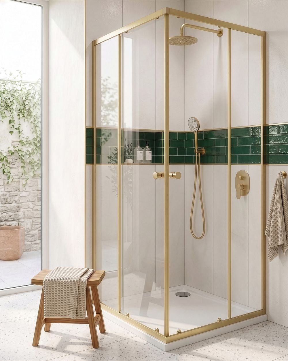 Duschväggar HUAPI 900 x 900 x 1900 mm Guld