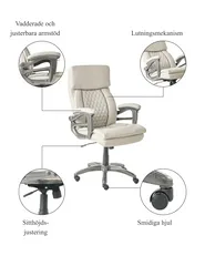 Kontorsfåtölj GALLANT Konstläder Beige_995385