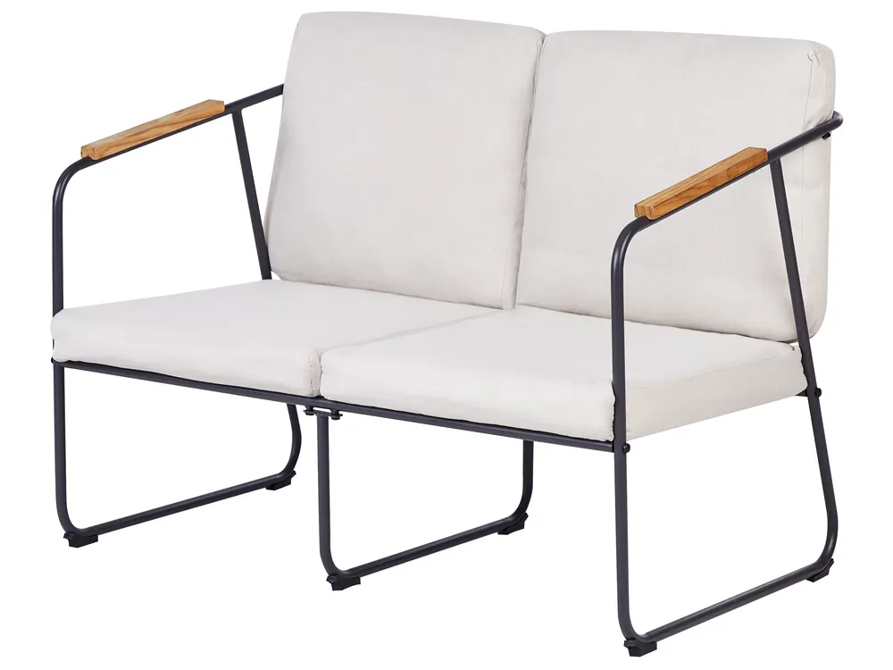 Garden Lounge Set with Table 4 Seater VEZZANA Metal Light Beige_931091