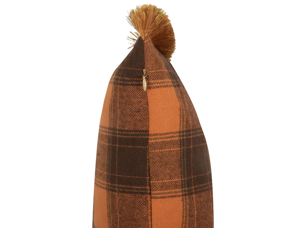Set med 2 prydnadskuddar BARJA 40 x 70 cm Orange Rutigt tryck_902670