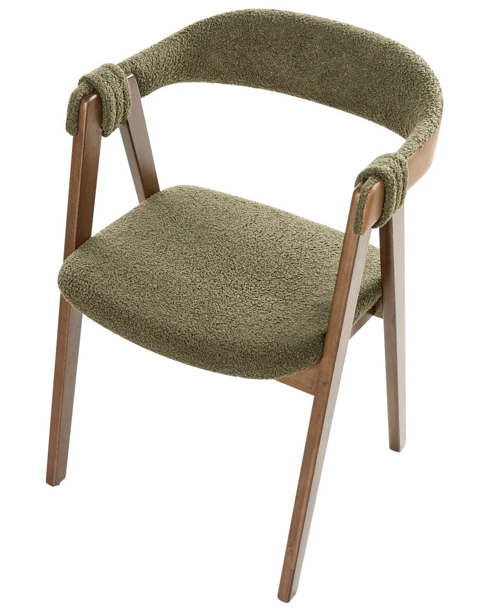 Set of 2 Dining Chairs DAY Boucle Dark Brown/ Green_1015978