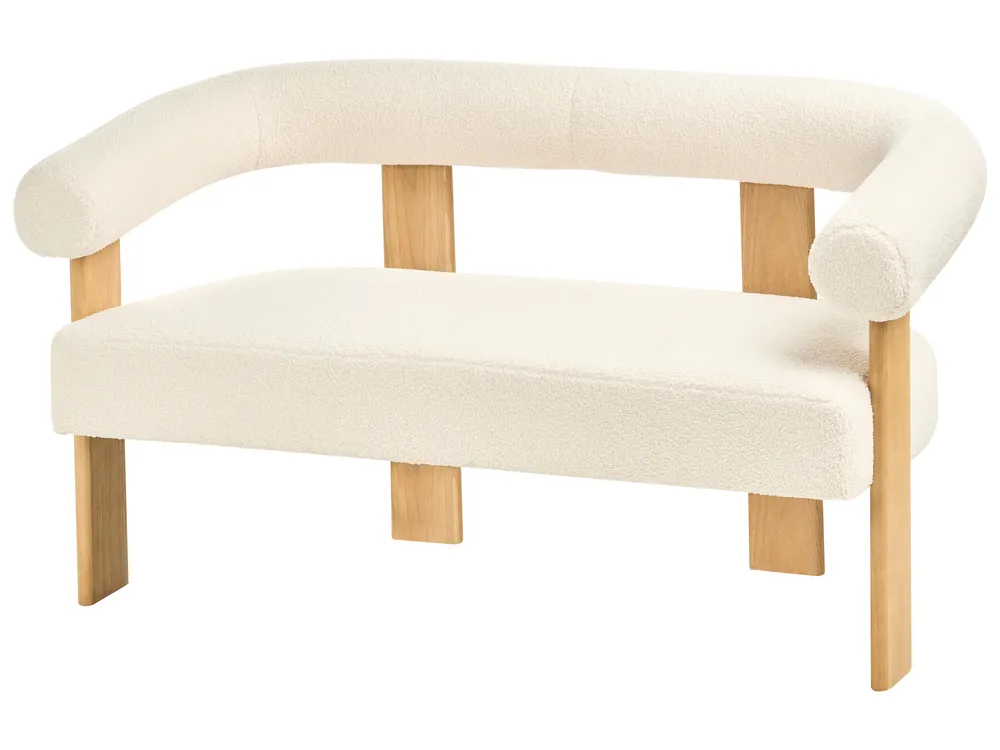 Sofa 2 Seater ILBRO Boucle Off-White/ Light Brown_984873