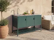 3 Piece Outdoor Kitchen Set with Sink MAENZA Green Metal_1045208