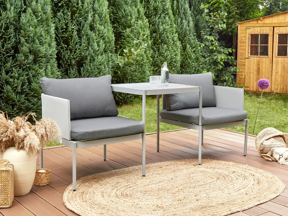 Garden Lounge Set with Table 2 Seater TERRACINA Metal Light Grey_863604