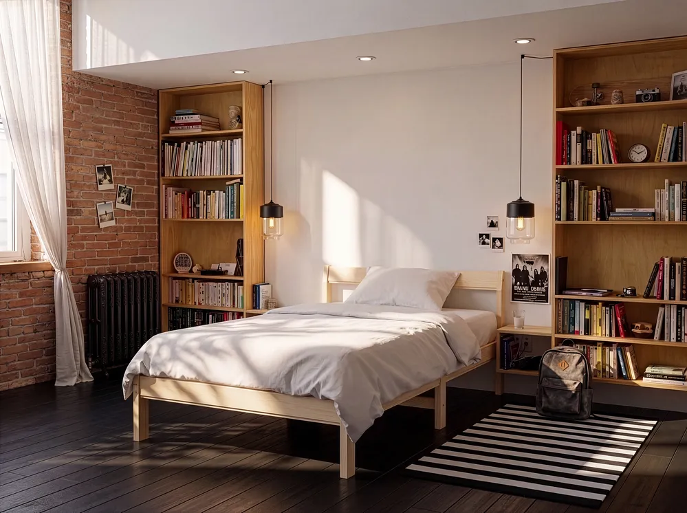 Bed Pine Wood MADONE 90 x 200 cm (EU Single) Light Brown_1123809