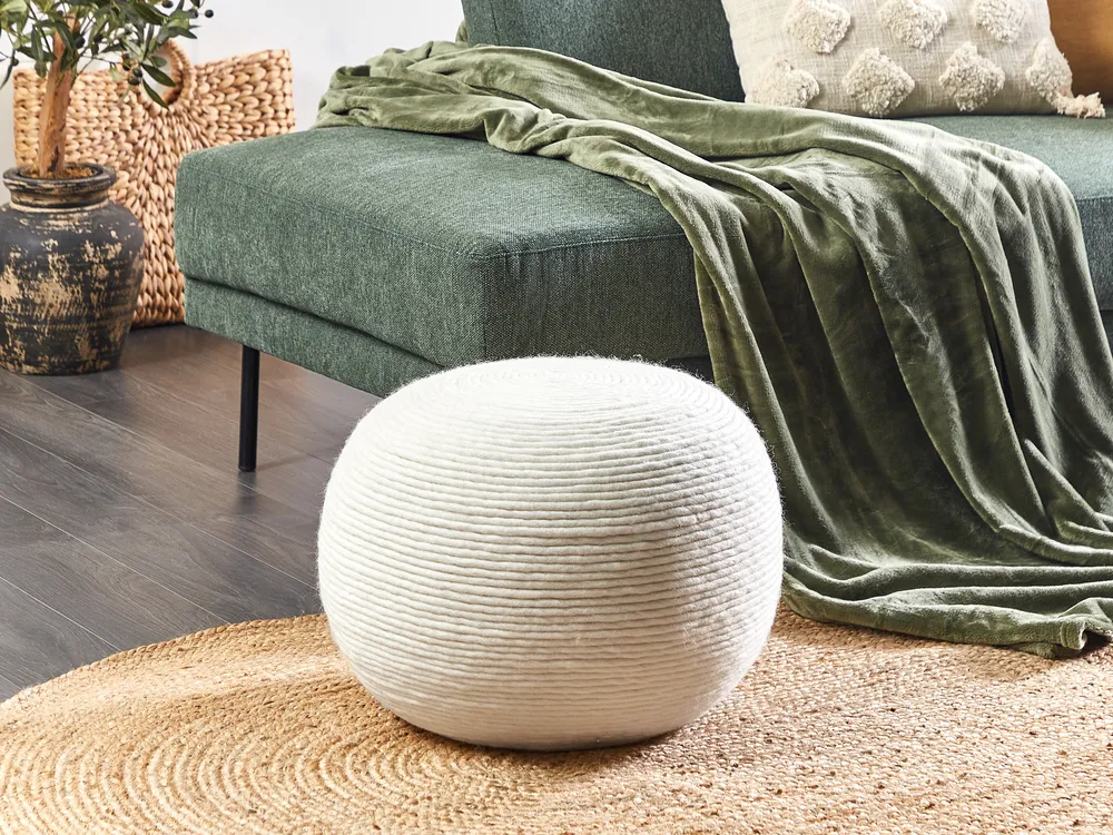 Pouffe TAKHABI Wool White