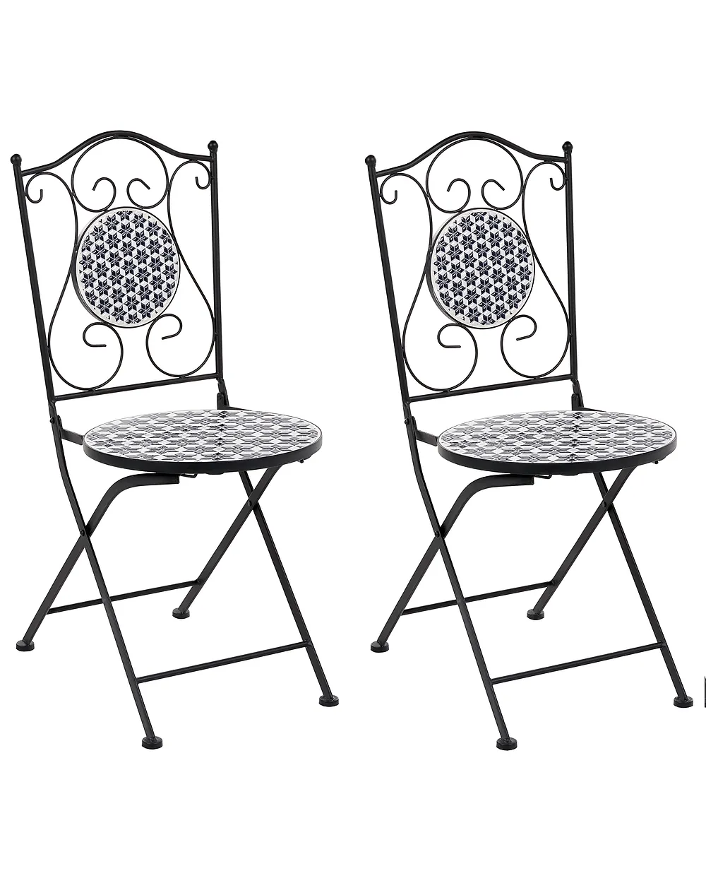 Set of 2 Garden Chairs SIROLO Folding Metal White/ Blue