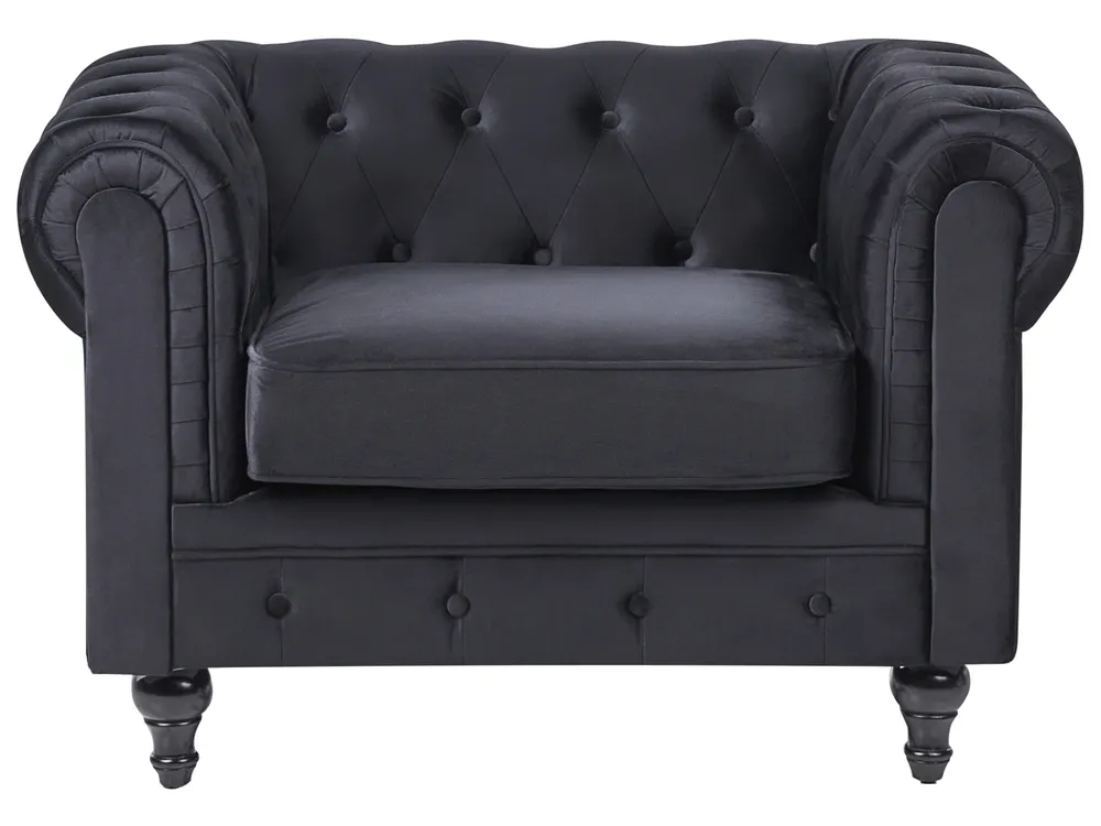 Sohvaryhmä 4-istuttava CHESTERFIELD Sametti Musta_707687
