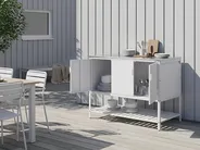 2 Piece Outdoor Kitchen Set with Bar Table MAENZA White Metal_1045054