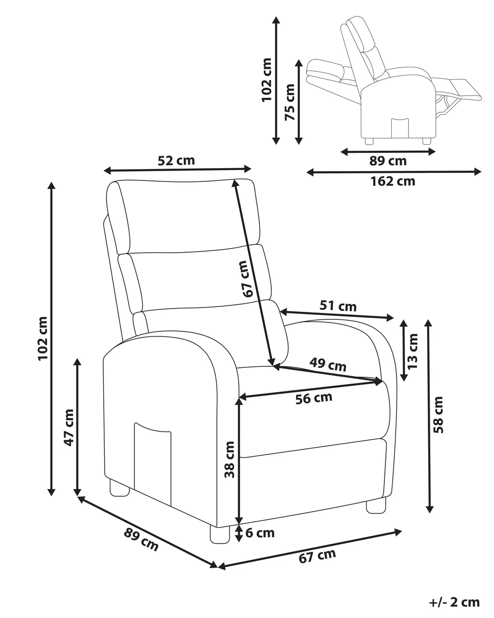 Reclinerfåtölj OTUS Konstläder Brun_1074036
