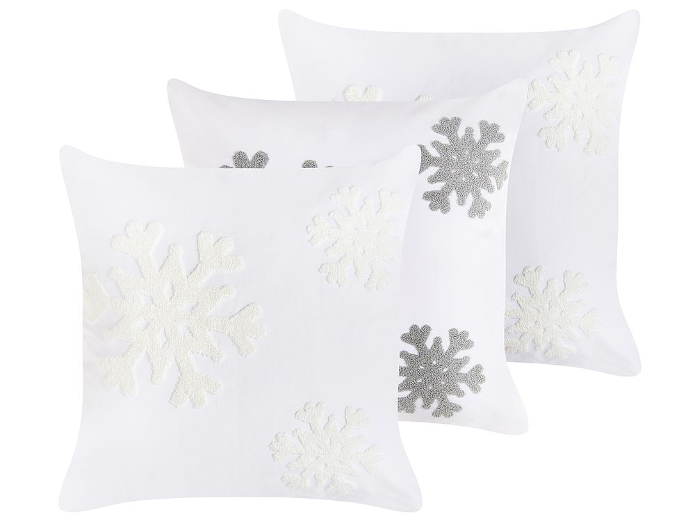 Koristetyynysetti 3 kpl NORIN 45 x 45 cm Valkoinen Joulukuvio