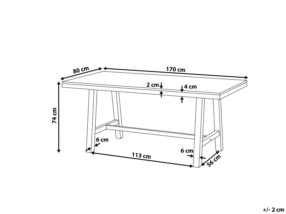 Trädgårdsmatbord SCANIA 170 cm 80 cm Akaciaträ Vit_809014