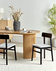 Set med 2 matstolar STACY Trä Ljusgrå_1172270