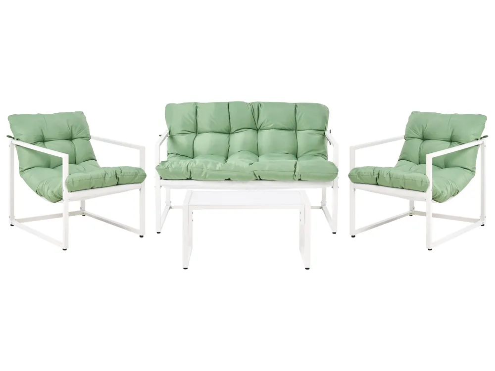 Garden Lounge Set with Table 4 Seater GARDA Metal Green