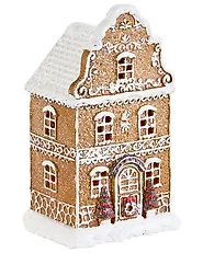 Set med 3 juldekorationer LED RIMPI 21/25/26 cm Hus Brun_1175136