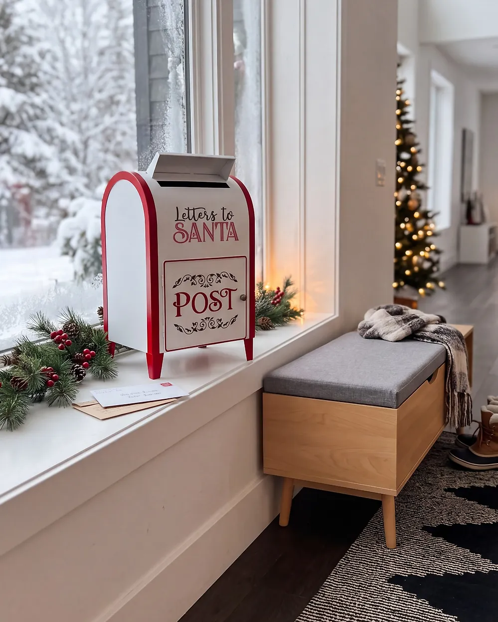 Joulupukin postilaatikko VETELI 40 cm Valkoinen