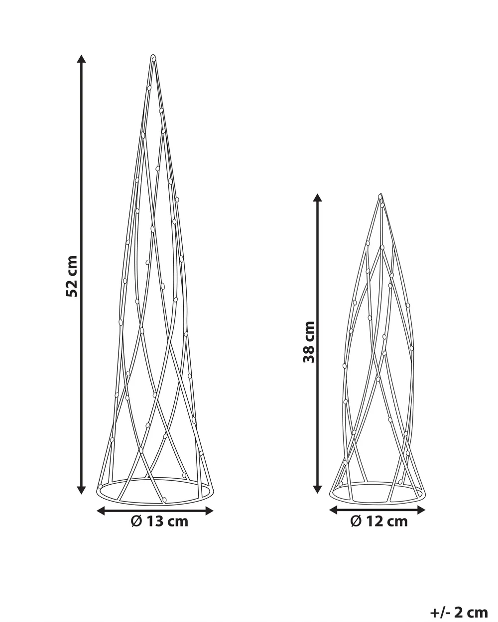 Joulukoristesetti 2 kpl LED-valo NEIDEN 52/38 cm Joulukuusi Hopea_812544