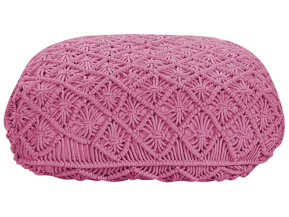 Pouffe Macramé BERRECHID Cotton Pink_1171935