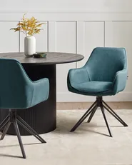 Set of 2 Dining Chairs Swivel JODAR Fabric Teal_945237