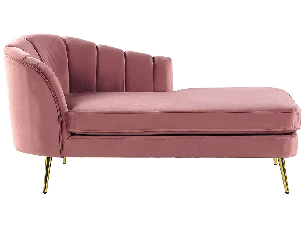 Left-Hand Chaise Longue ALLIER Velvet Pink