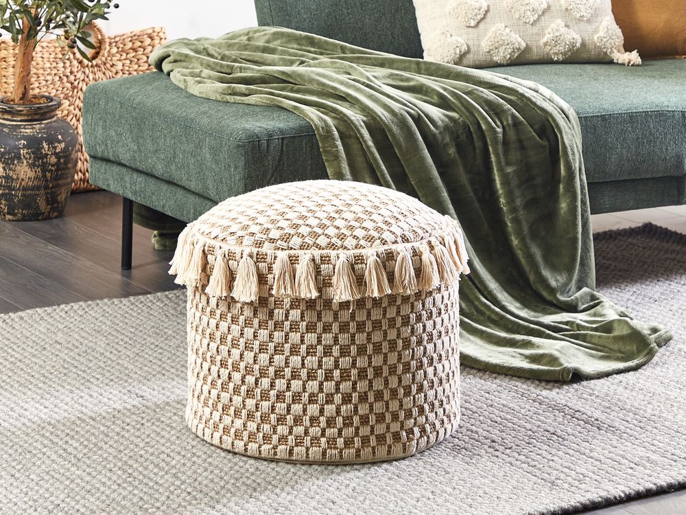 Puff PIRAK Bomull Lys beige