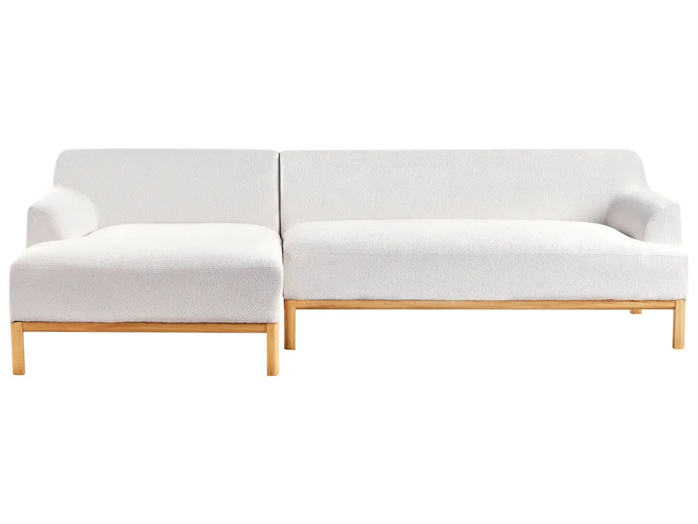 Hörnsoffa 3-sits SOSJO Bouclé Off-White Högervänd_941237