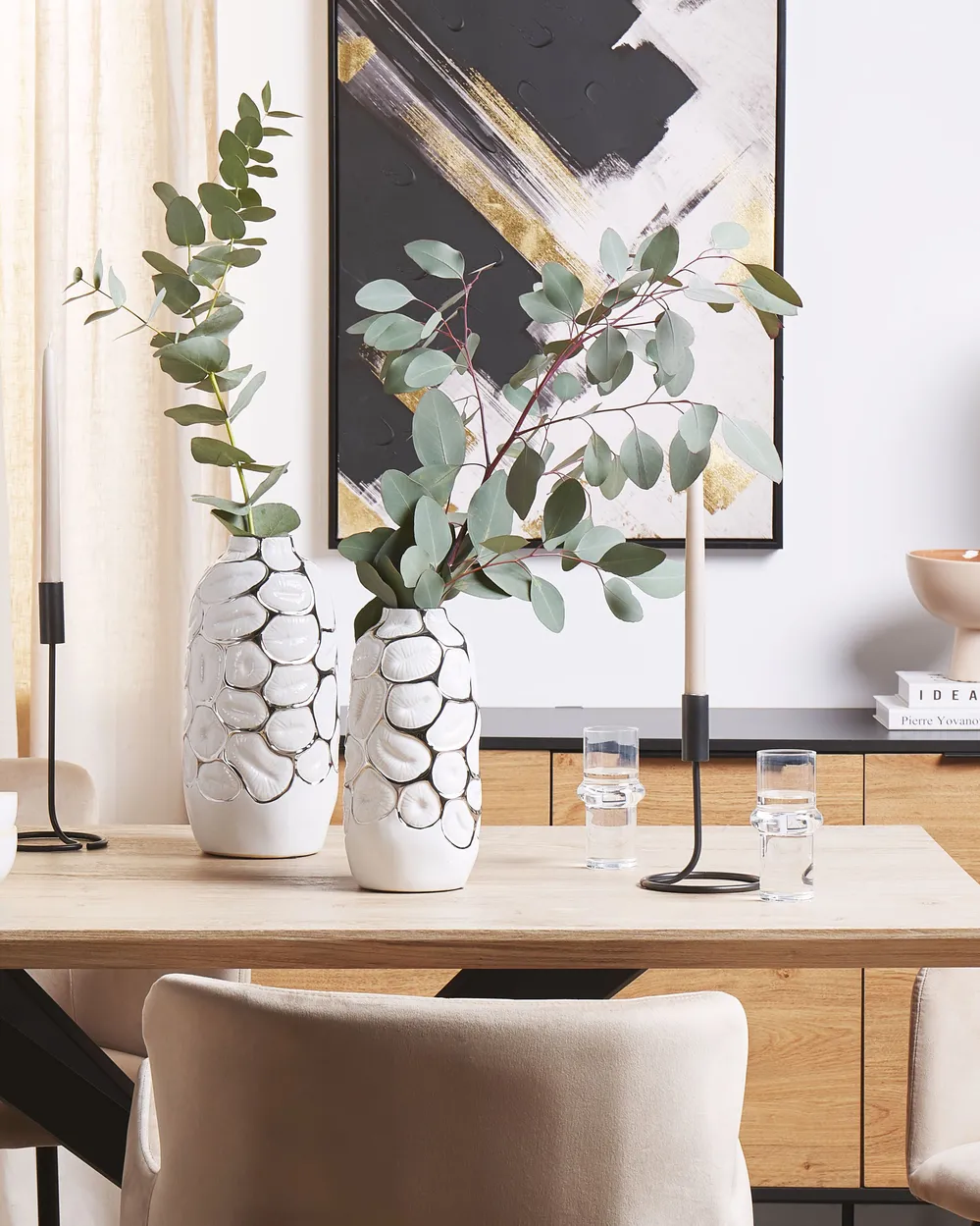 Decorative Vase CENABUM 28 cm Stoneware White