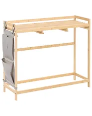 Set of 3 Laundry Baskets with Shelf TOROTAL Bamboo Light Brown/ Grey 120 L_1136249