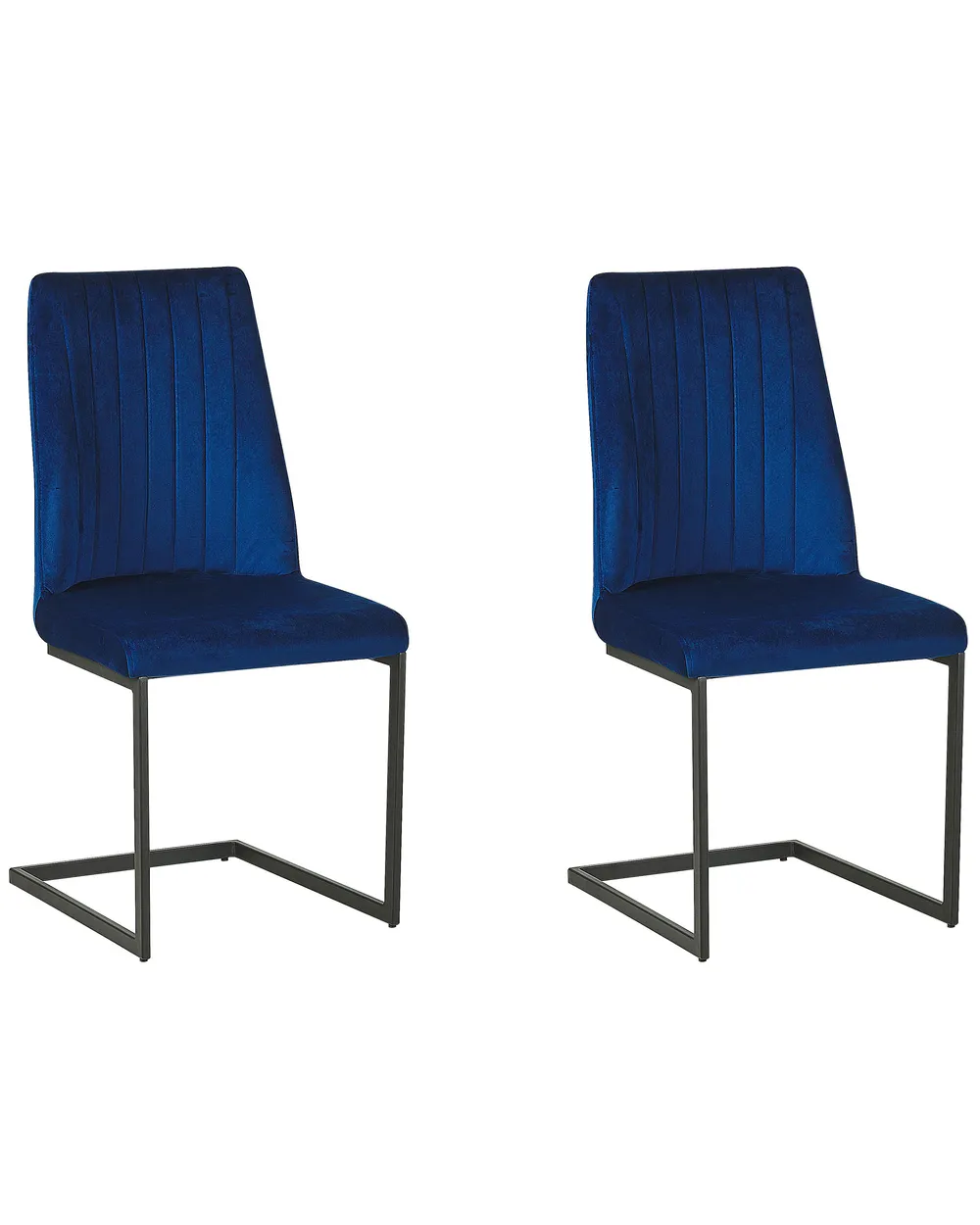 Set of 2 Dining Chairs LAVONIA Velvet Navy Blue