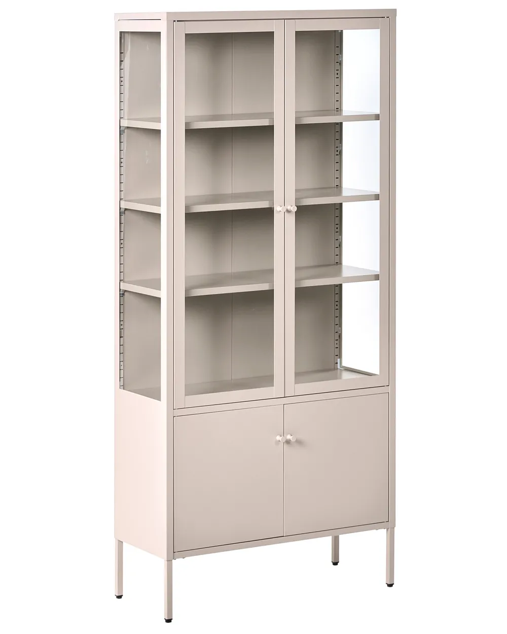 Glass Display Cabinet OXTED 80 cm Metal Beige