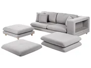 Sofa 2 Seater HEDEN with Ottoman Fabric Grey_950671