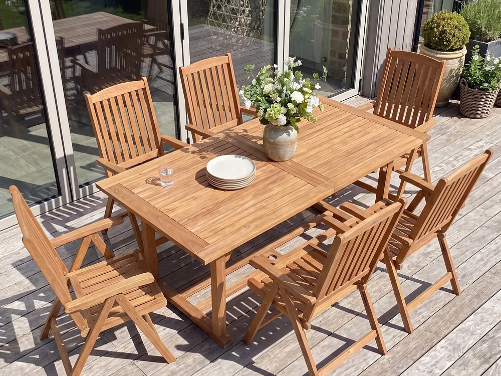 Jatkettava puutarhapöytä JAVA 160/220 cm 90 cm Akaasia Vaaleanruskea_1155098