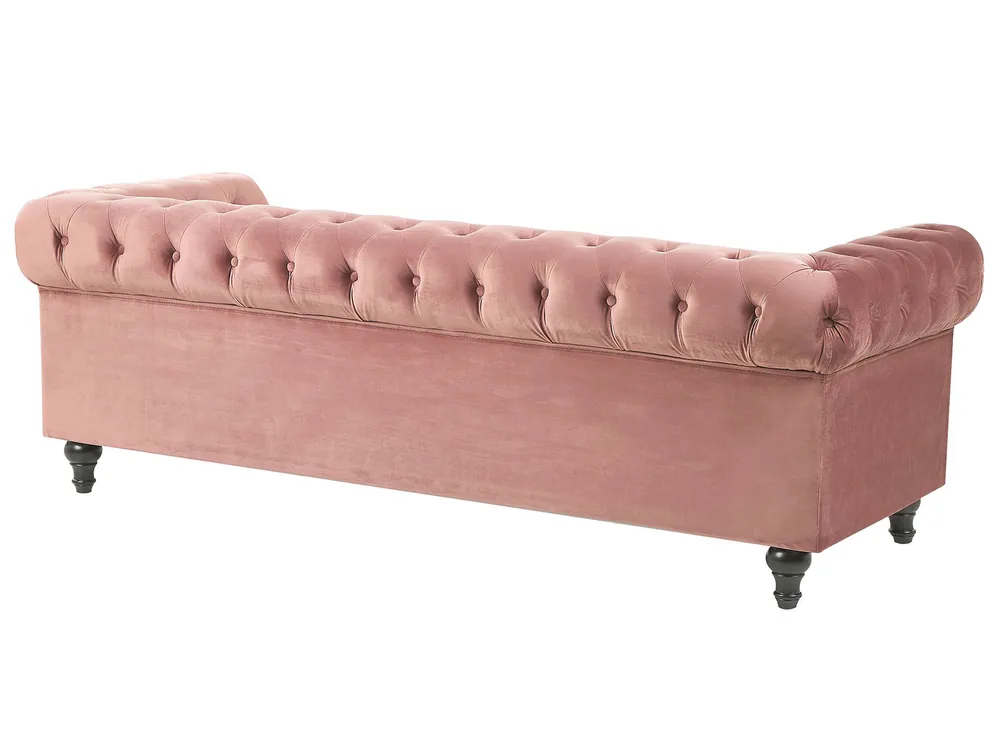 Living Room Set 4 Seater CHESTERFIELD Velvet Pink_778864