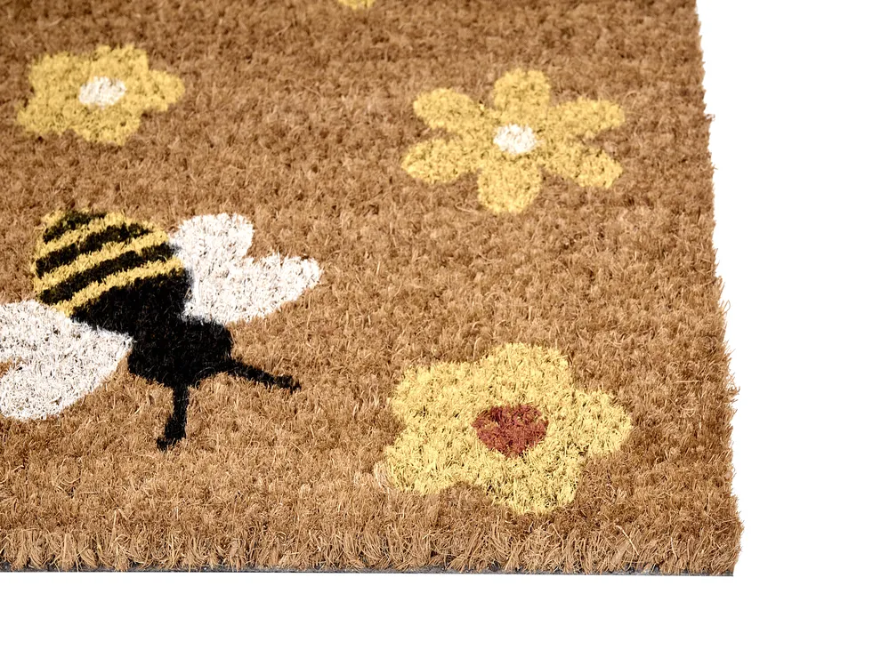 Doormat KIGALIK Natural 45 x 75 cm Bee Flower Coir_1050404