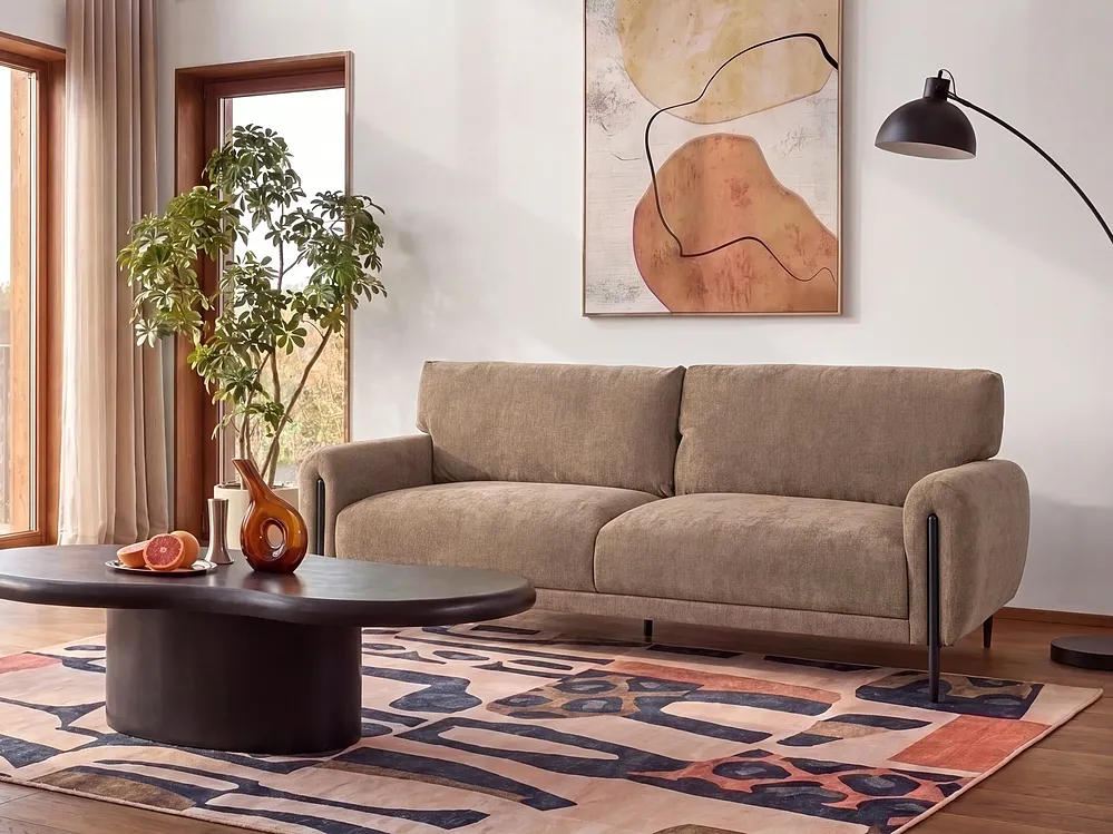 Sofa 3 Seater SKARO Chenille Brown_1156651