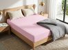 Fitted Sheet JANBU 200 x 200 cm Cotton Pastel Pink