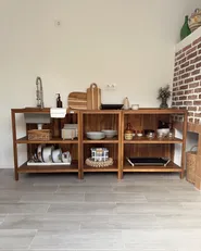 3 Piece Outdoor Kitchen Set with Sink VENOSA Brown/ Silver Acacia Wood_1056439
