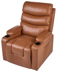 Electric Recliner Chair ETER Faux Leather Golden Brown_1074017