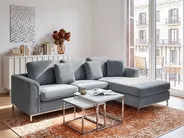 Corner Sofa 4 Seater OSLO Velvet Grey Left Hand_1146465