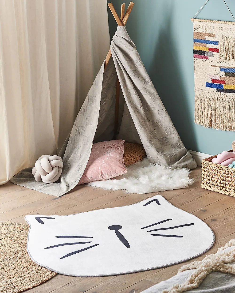 Barnmatta KITTY Vit ø 100 cm_1178525