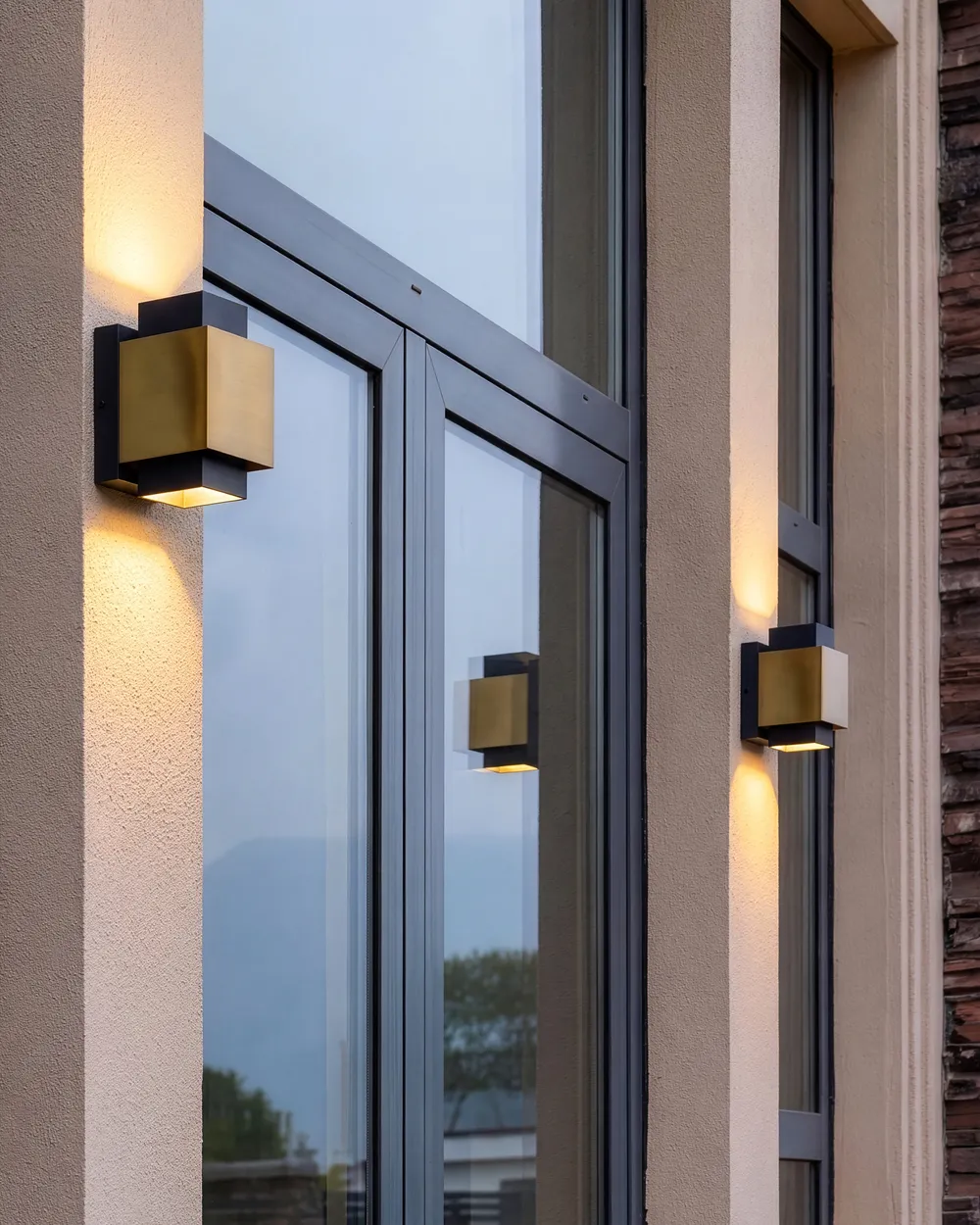 Set of 2 Outdoor LED Wall Lights TIMOK Brass