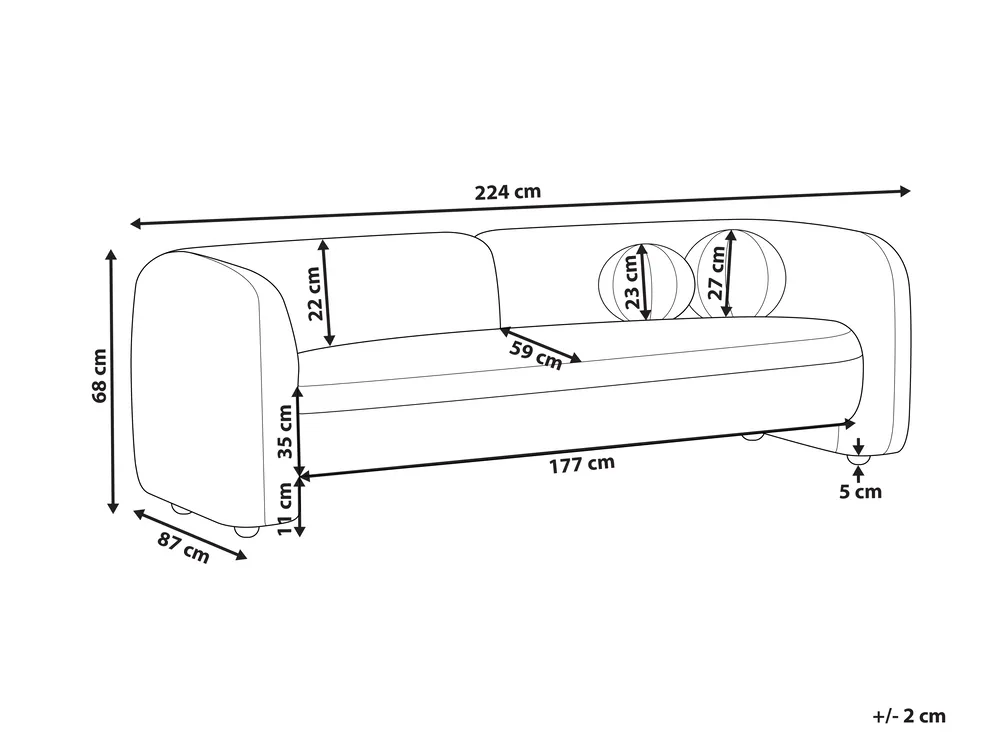 Soffa 3-sits LEIREN Sammet Taupe_919469