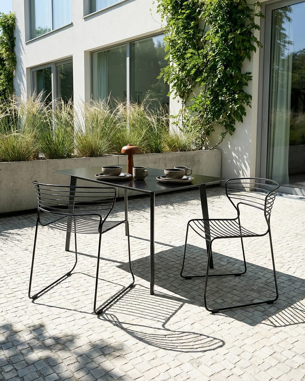 Set of 2 Garden Chairs PISTOIA Metal Black