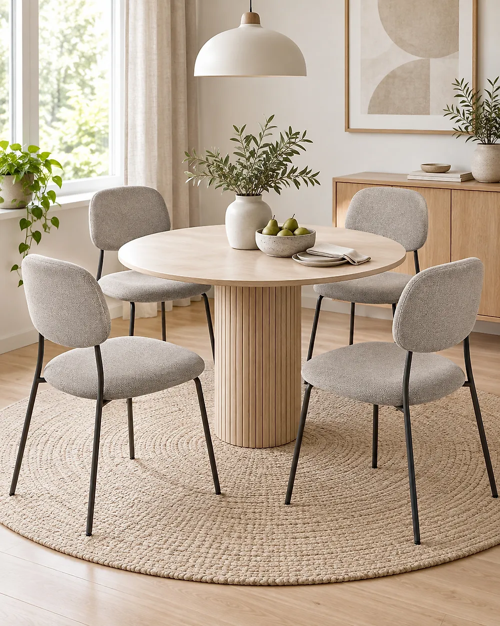 Set of 4 Dining Chairs RILEY Fabric Taupe_1173732